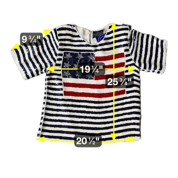 Vintage Sequin American Flag Shirt Blouse Size L Silk 1980s Patriotic July 4th - Picture 9 of 9